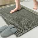 ZALL Waffle Bath Mat,Super Absorbent Non Slip Bathroom Rug,Dark Green 18x30inch,Machine Washable Ultra Soft Floor Mats