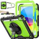 SEYMAC stock Case for iPad (A16) 11th/10th Generation 11''/10.9'' 2025/2022, Full-Body Drop Protection Case with Screen Protector &360 Rotate Hand Strap/Stand, Green+Black
