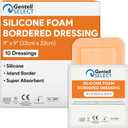 Silicone Foam Dressings 9"x9" - 10 Bordered Silicone Bandages for Wounds - Heavily Absorbent Pads for Moderate and Heavy Exudate Wounds - Good for Sensitive Skin