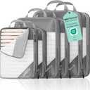 NICOSHOW 6 Set Compression Packing Cubes for Travel - Compressible, Lightweight, and Space-Saving Packing Cubes, Travel Essentials for Women, Grey