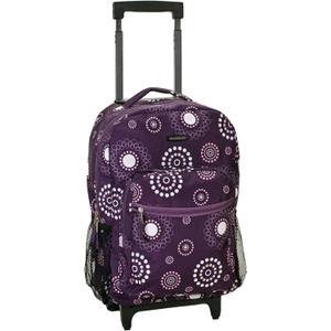 Rockland Double Handle Rolling Backpack, PURPLEPEARL, One Size