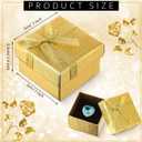Kenning 36 Pcs Golden Ring Boxes Bulk Square Cardboard Jewelry Gift Boxes for Earring Necklaces with Bow for Proposal Engagement Wedding Birthday Anniversary, 2 x 2 x 1.4 Inch