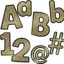 Carson Dellosa 219 Piece 4 Inch Gold Glitter Bulletin Board Letters for Classroom, Alphabet Letters, Numbers, Punctuation & Symbols, Cut Out Letters for Bulletin Board