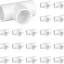 20 Pack 3/4 Inch PVC Tee, SCH40 Furniture Grade 3 Way PVC Fittings for Garden Shelving, Greenhouses & DIY Projects