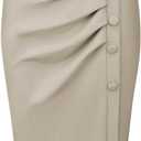 Hobemty Women's Wear to Work Pencil Skirt Elastic High Waist Ruched Bodycon Midi Skirts, Size Medium