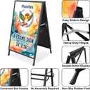 Pionites Heavy Duty Slide-in Folding A Frame Sign Sidewalk Sign 24x 36 Inch Steel Metal Double-Side Pavement sign Corrugated Plastic Poster (1, Black, 24''X36'''(Plastic Backing include))