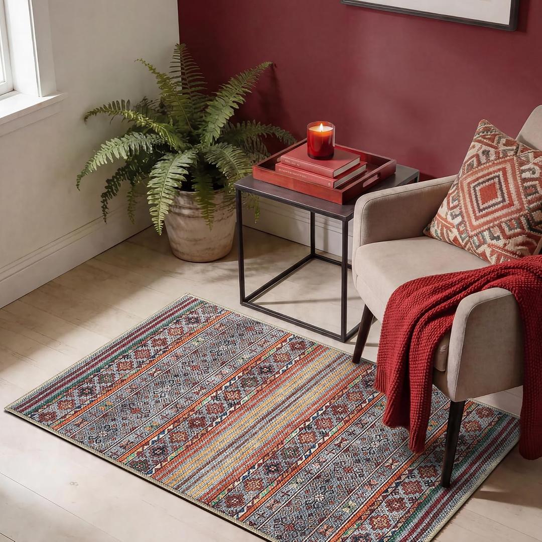 Keen Home Design 2x3 Rug - Machine Washable Entry Rug with Non-Slip Backing, Ideal for Enteryway, Kitchen, Bathroom, Laundry Room - Vintage, Easy Clean, Durable, Low Pile Rug - (2' x 3')