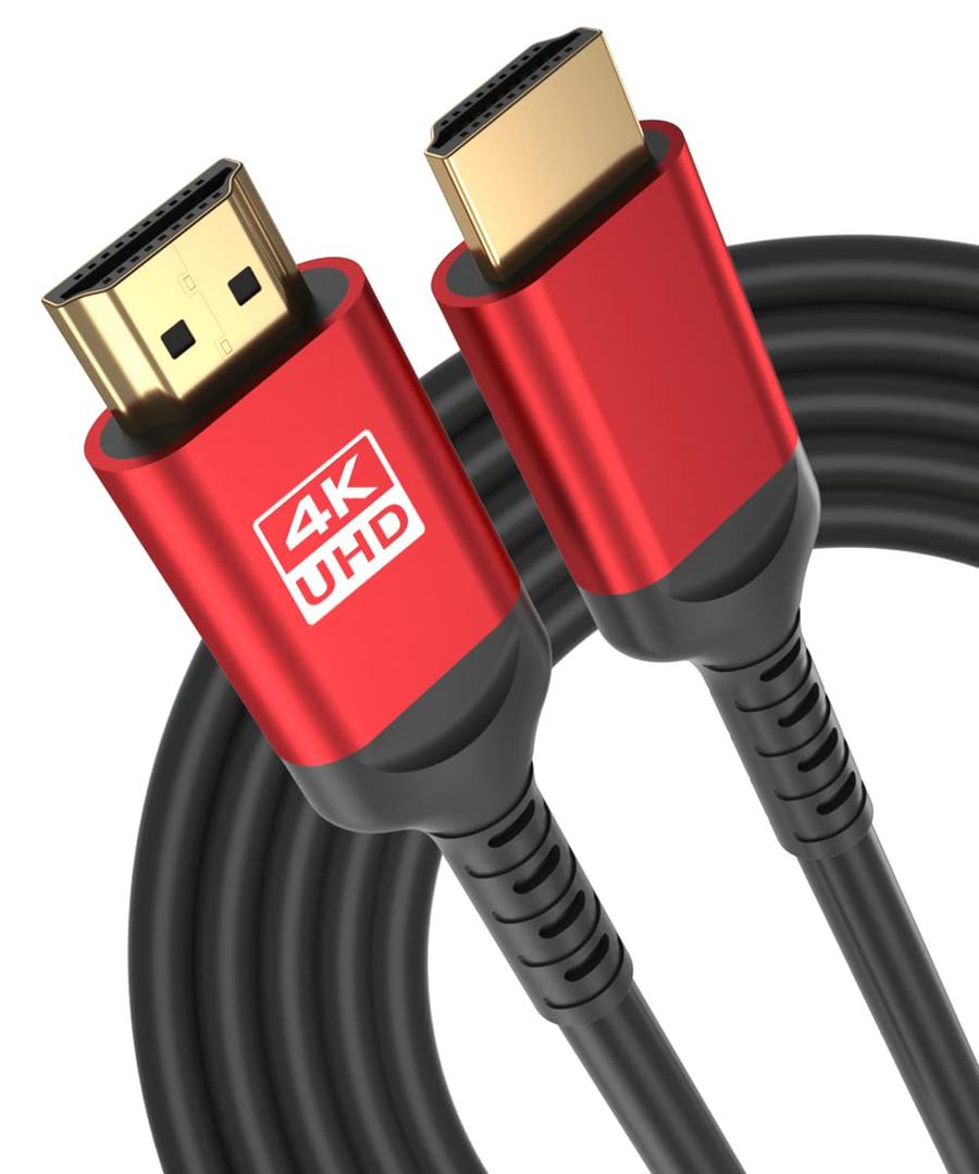 60ft 4K HDMI Cable, CL3 in-Wall Rated High Speed HDMI Cord - Supports 4K UHD @ 30Hz, HDR10, ARC, 3D, HDCP 2.2 - Long Braided HDMI Cable for Projector, Home Theater, Receiver, Laptop to TV (Red)