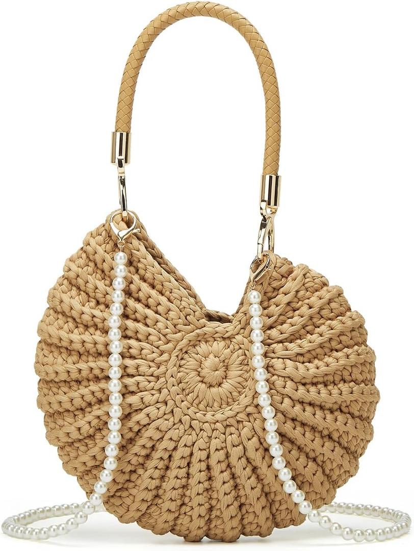 Handwoven Seashell Purse for Women Crochet Summer Beach Bag Boho Crossbody Shoulder Bags Clutch Hobo Handbag 2026