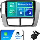 4+64G Android 13 Double Din Car Stereo for Honda Pilot 2006-2008 with 9 Inch Touchscreen Radio Built-in Wireless Carplay/Android Auto/GPS/Bluetooth/FM/AUX-in/Steering Wheel Controls