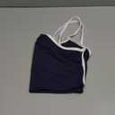 SUUKSESS Women Sexy Square Neck Thong Bodysuit Backless Cami Bodysuit Top (Small, Navy Blue/White)