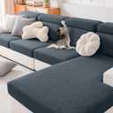 hyha Waterproof Couch Cushion Covers, Waterproof Sectional Couch Covers for 3 Cushion Sofa for Pets, Stretch Sofa Slipcover Washable with Elastic Bottom(Large, Dark Grey)