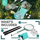 EasyGo Badminton Set, with Net, 4 Racket, 4 Birdies, Portable Storage Box, for Backyards, Outdoor Games, Yard Games