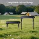 Anbte Folding Camping Table, 36" x 24" Portable Table Adjustable Height Max 28 inch Aluminum Folding Table with Storage Net, Lightweight, Portable Handle for Travel, Outdoor, Backyard (Black), 36"L x 24"W x 27.5H"