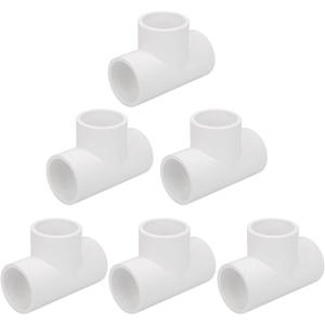 6Pack 3 Way 1 Inch Tee PVC Pipe Fittings Connector SCH40 Furniture Build Grade PVC Corner Fittings Elbow Fittings for DIY PVC Shelf Garden Support Structure Tent Connection