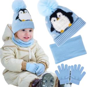 Boys Winter Hat and Gloves Scarf Set for Girls, Kids Knit Beanie Neck Mitten Cap Snow Accessories for Toddler Gifts