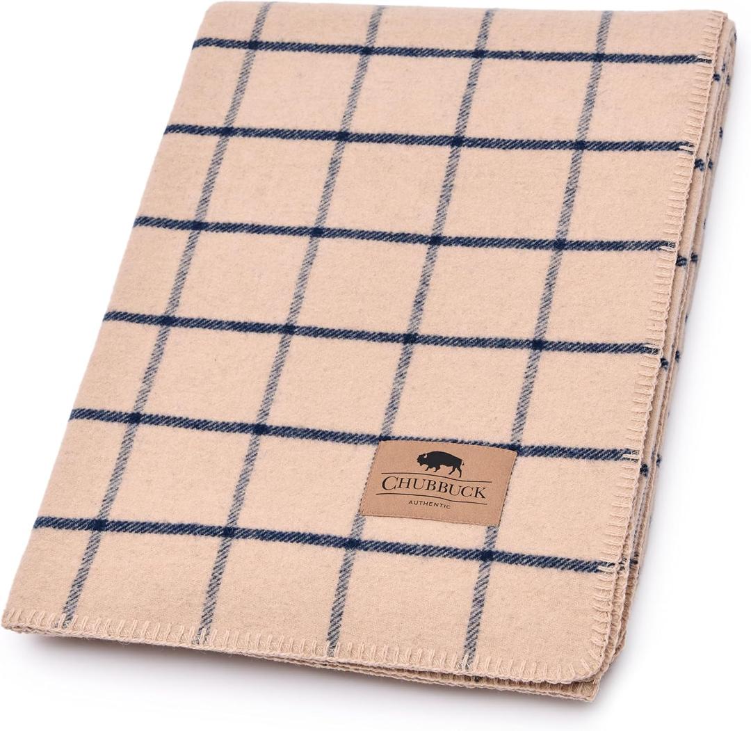 100% Wool Blanket Camping, 60"x84" Large Warm Blankets for Winter, Scotch