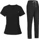 VIAOLI Scrubs for Women - V-Neck Top & Cargo Pants Uniform Womens Medical Scrubs Set for Nurses, Doctors, Medium