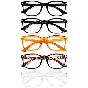 WINTOO Blue Light Glasses for Woman Men | 99% Blue Light Blocking Glasses for Computer Gaming TV Phone Screen Square Frame | Anti Eyestrain & UV Glare Protection - 5 Pair