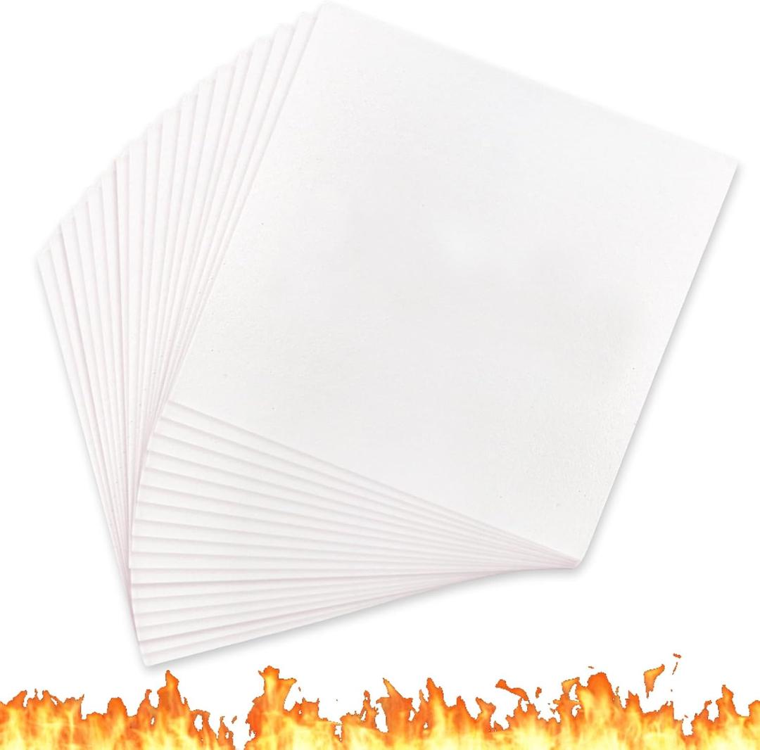 ZENFUN 20 Pcs High Temperature Gasket Paper, Ceramic Fiber Insulation Paper,2600F Fireproof Fiber Sheet 11x12x1/8 Thick for Pellet Stove, Wood Stove, Kiln, Boiler, Forge, RV Furnace Gaskets DIY Cut