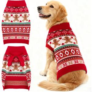 Christmas Dog Sweaters for Small Medium Large Dogs Girl Boy Knit Turtleneck Double Dog Sweater Clothes Winter Thick Warm Pet Puppy Outfit Snowflake Pattern for Holiday Christmas