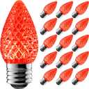 C7 Led Replacement Christmas Light Bulbs, 50-Pack C7 Shatterproof Led Bulbs with E12 Candelabra Base for Christmas String Lights, Waterproof & Dimmable Christmas Village Bulbs - Red
