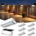 JOFIOS Solar Deck Lights 8 Pack, 3 Color Modes Soft Warm/Natural/Cool Glow, IP65 Waterproof Step Lights for Outdoor Ambiance, Solar Lights for Fence, Deck, Railing, Patio & Backyard Decor (White)