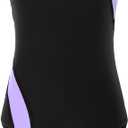 Girls' Athletic One Piece Swimsuit Kids Black Swimwear for Swim Team Practice Competition Beach Sport Bathing Suit (15-16 Years)