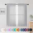 OWENIE Light Grey Sheer Curtains 54 Inch Length for Living Room Bedroom 2 Panels Set, Elegant Rod Pocket Airy Solid Curtains for Small Window, Soft Breathable Dining Room Curtains, 42Wx54L inch, Set of 2