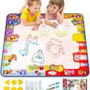 KIZZYEA Toys for 2 3 4 5 Years Old Boys Girls, Water Doodle Mat for Kids, Large Coloring Painting Writing Mat with Neon Colors, Educational Toys Christmas Birthday Gifts for Age 2-4, 3-5 Toddlers