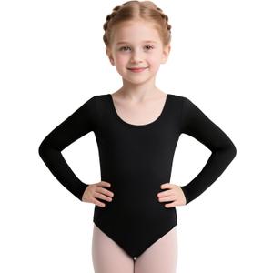 iMucci Leotards for Girls Ballet Leotard Gymnastics Leotards for Girls Dance Leotard for Toddler Ballerina Kids 2-14 Years (Medium, Long Sleeve-black)