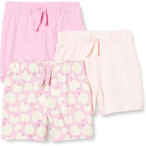 Amazon Essentials Unisex-Baby Cotton Pull-On Shorts (6-9 Months, Pink/Apples)