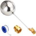 Uenede Float Ball Valve DN25 1" Male Thread with NPT Adapter | Stainless Steel Floating Ball, Brass Valve, Automatic Switch for Stock Tank Pool Water Level Control, 1"-1PCS