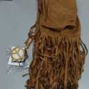 60s 70s Outfit for Women Hippie Costume 8pcs Fringe Vest Flared Pants Costume Peace Sign Necklace Earrings (Brown, XXL)