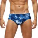 Arcweg Men's Swimming Trunks Briefs Low Waist with Removable Pad Swimwear Elastic Beach Shorts Boxers Underwear (Medium, Triangle Tie Dye Blue)