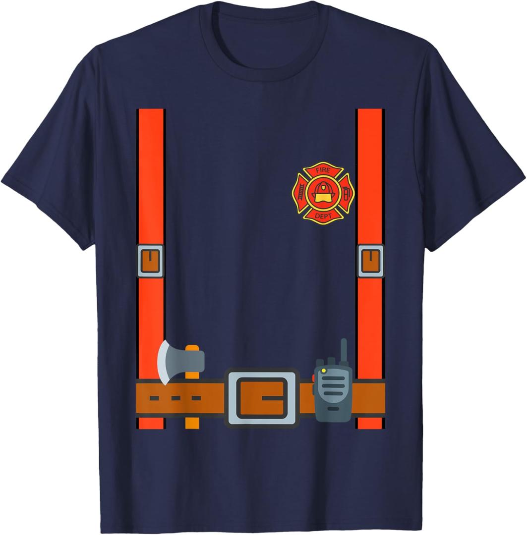Fireman Halloween DIY Firefighter Uniform Costume Dressup T-Shirt, Size: Large