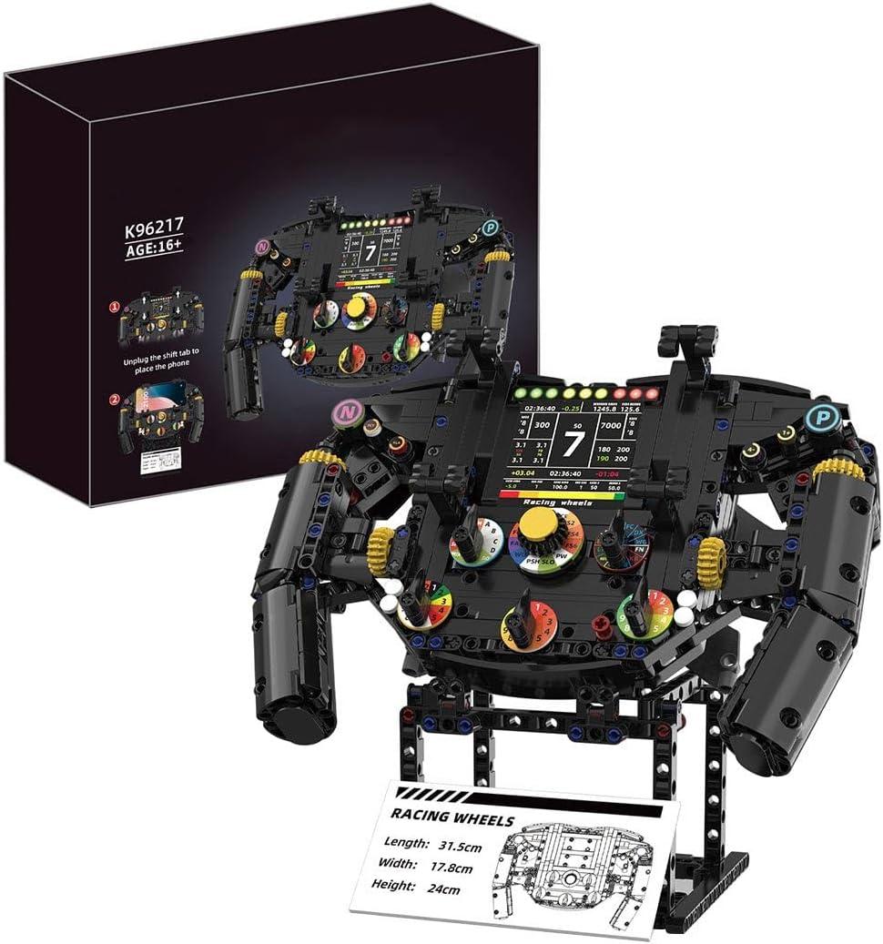 Racing Simulator Steering Wheel Building Set, Mechanical Gaming Sim Racing Cars Driving Wheel Bricks with Moving Parts Gift for Adults to Build - 833 Pieces