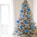 Hollyone 3.15"/80mm Blue Christmas Ball Ornaments 12 Pcs Shatterproof Christmas Tree Relief Ornament Set Large Hanging Balls for Xmas Wedding Holiday Wreath Home Decorations