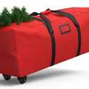 Patiobay Rolling Christmas Tree Storage Bag 9 Ft Xmas Artificial Disassembled Trees, 600D Waterproof Oxford Fabric, Durable Wheels & Handles, Heavy Duty Storage Container (Red)