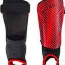 Vizari Matera Soccer Shin Guards | Lightweight PP Shell | Foam Padded Backing | Youth Soccer Shin Guards | Soccer Equipment (Small, Red / Black)