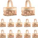 12Pack Mini Woven Baskets with Handles, Wood Chip Baskets Farmhouse Small Basket Miniature Flower Basket Woven Candy Baskets for Wedding Party Favors Crafts Decor