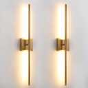 Brushed Gold LED Wall Sconces Set of 2 with Warm White Light