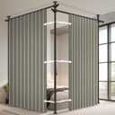 100% Blackout Room Divider Curtains Sets Grey 2 Panels W100 x L96in No Drill Curtain Rods(H) 43-120×(W) 35-200 in for Bedroom Privacy Partition Separator