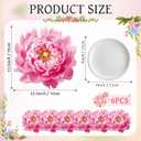 Remerry Leather Pink Peony Flower Placemat Set of 6 Green Palm Leaf Place Mats Lily Flower Table Place Heat Resistant Washable Non-Slip Dinner Mats for Spring Summer Party Kitchen Home Decors(Peony)