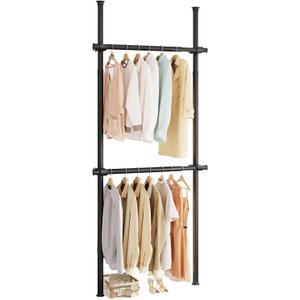 Floor to Ceiling Clothes Rack, Heavy-Duty Telescopic Garment Rack, 43–122in Height & 30–47in Width, 220lbs Total Load Capacity, 2-Pole, Black