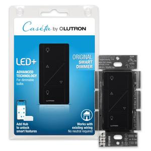 Lutron Caseta Original Smart Dimmer Switch (Lutron Smart Hub Required), for LED Lights, 150 Watt, Single-Pole/3-Way, No Neutral Required, PD-6WCL-BL, Black (1 Pack)