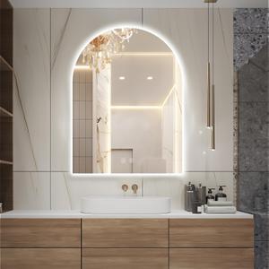 Niccy Arched LED Bathroom Mirror, 40x30 Inch Arch Frameless Backlit Mirrors for Wall Arched Lighted Vanity Mirrors Defogger and 3 Color, Explosion-Proof, HD Glass and IP65 Waterproof (Up Vertical)