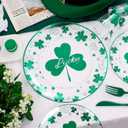 2 x U-QE 60PCS St Patricks Day Plates - Clear and Green Disposable Plates - Premium Hard Green Plastic Plate Including 30 Dinner Plate 10.25'' & 30 Dessert Plate 7.5 '' Perfect for St. Patricks Day