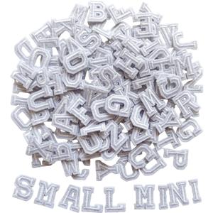 130pcs Iron on Letter Patches 0.7 inch, 5 Sets of 26 Embroidered Alphabet A-Z Patches for Clothing Jackets Hats Backpacks Jeans White