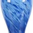 XMGZQ 20" Tall Glass Vases for Floor,Large Hand Blown Sea Glass Flowers Vase for Centerpieces,Jarrones Grandes para Sala Elegantes,for Bookshelf,Bathroom,Countertop,Indoor Office Desktop (Blue)